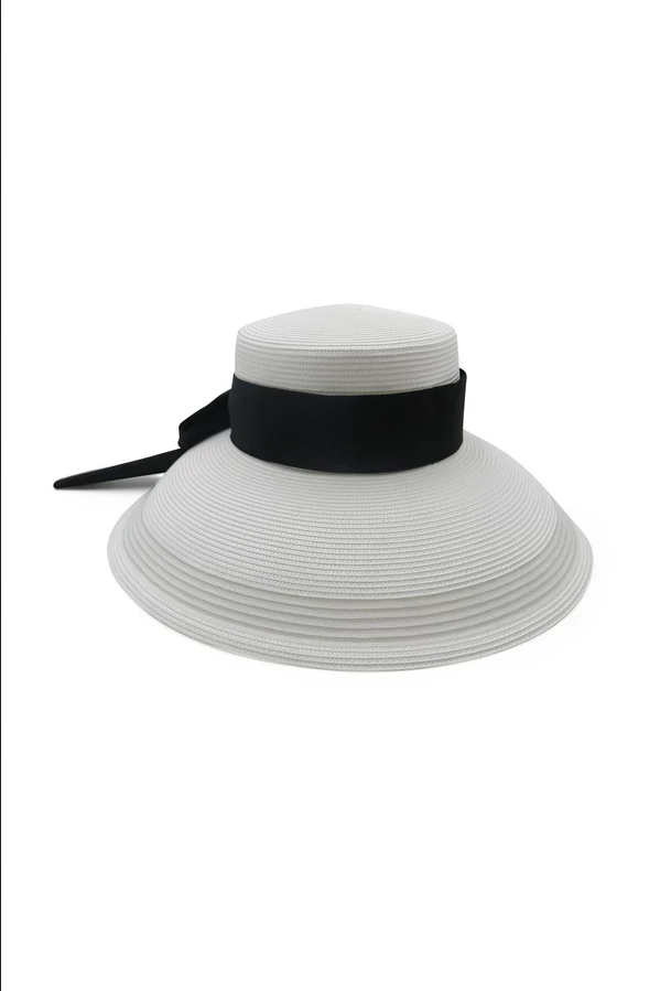 Morgan & Taylor - White & Black Kori Droop Hat 5 Morgan & Taylor - White & Black Kori Droop Hat