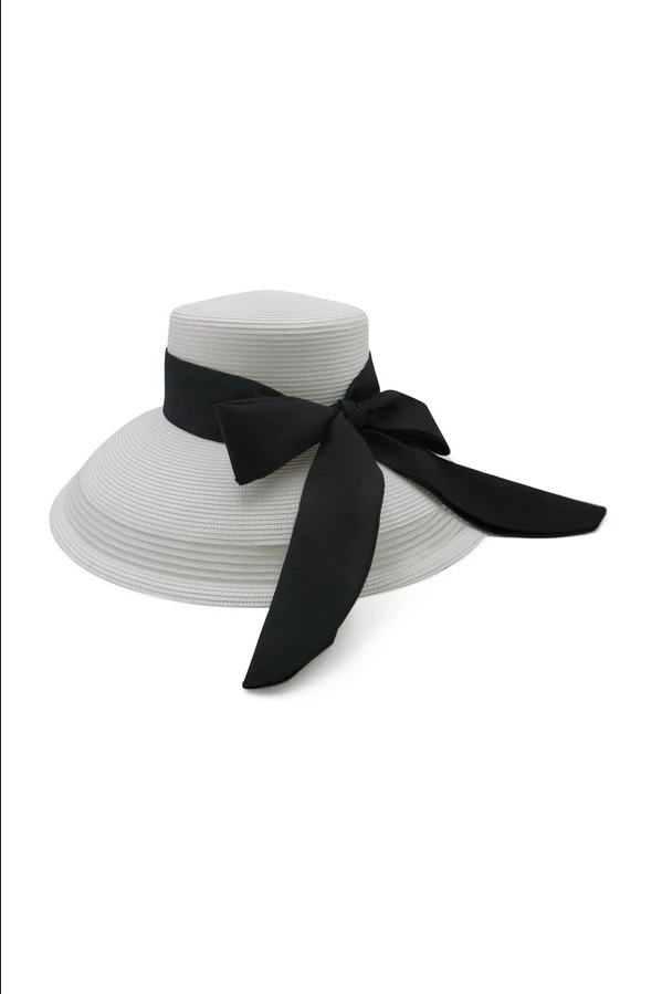 Morgan & Taylor - White & Black Kori Droop Hat 3 Morgan & Taylor - White & Black Kori Droop Hat