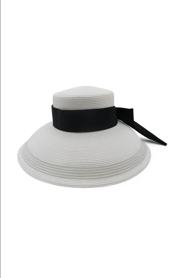 Morgan & Taylor - White & Black Kori Droop Hat 6 Morgan & Taylor - White & Black Kori Droop Hat