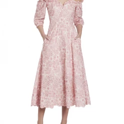 Moss And Spy SALE - Moss & Spy - Blossom Midi Dress - Pink/Ivory