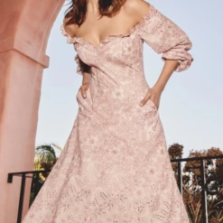 Moss And Spy SALE - Moss & Spy - Blossom Midi Dress - Pink/Ivory