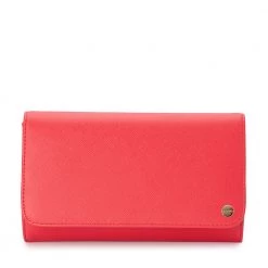 Olga Berg - Orange Tangerine Annabelle Saffiano Fold Over Clutch OB4733