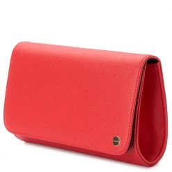 Olga Berg - Orange Tangerine Annabelle Saffiano Fold Over Clutch OB4733