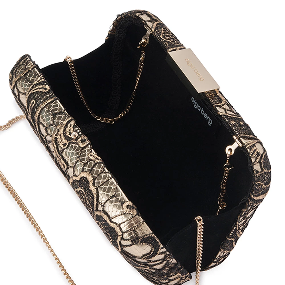 Olga Berg - Gold Gracie Metallic Lace Pod Bag - OB7372 7 Olga Berg - Gold Gracie Metallic Lace Pod Bag - OB7372