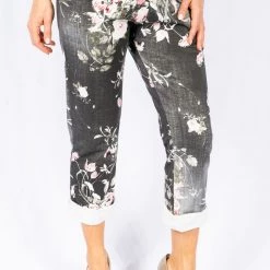 The Italian Closet - Black Floral Denim Jegging Aurelia