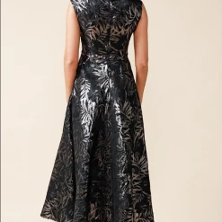 Sacha Drake - Jasmine Midi Dress - Black Navy Metallic