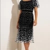 Sacha Drake - Cumulous Puff Sleeve Dress - Black White Mesh Spot
