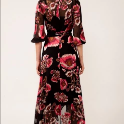 Sacha Drake - Regina Wrap Dress - Black Pink Peony