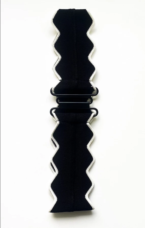 Sacha Drake - TWO TONE ELASTICATED STRETCH WAVE BELT IN BLACK WHITE 4 Sacha Drake - TWO TONE ELASTICATED STRETCH WAVE BELT IN BLACK WHITE