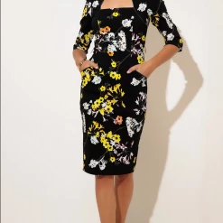 Sacha Drake - Walking On Sunshine Dress - Black Lemon Floral
