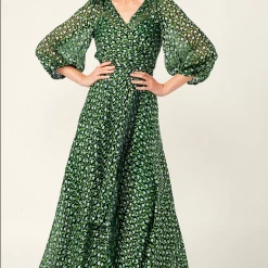 Sacha Drake - Wonderland Maxi Wrap Dress - Emerald Poppy