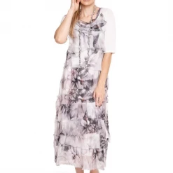 Imagine - Granite Cerise Dress Silk Ruffle Layers 10IM2737