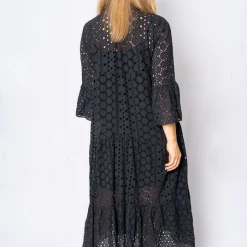 The Italian Closet - Black Bryony Broderie Anglaise Midi Dress