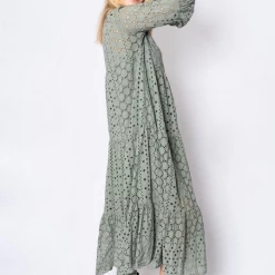 The Italian Closet - Khaki Bryony Broderie Anglaise Midi Dress