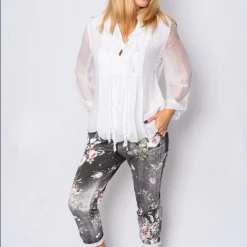 The Italian Closet - Black Floral Denim Jegging Aurelia