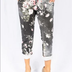 The Italian Closet - Black Floral Denim Jegging Aurelia