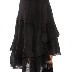 Imagine - Black Delfino Skirt 48IM04123BL Imagine Fashion Linen & Silk