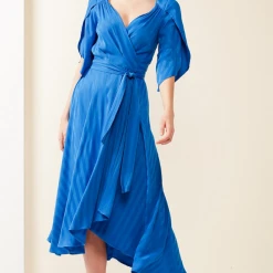 Sacha Drake - Hanworth House Wrap Dress - Blue Self Stripe