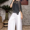 Imagine - White Gia Silk Pant With Split 10IM2184 Imagine Fashion Linen & Silk