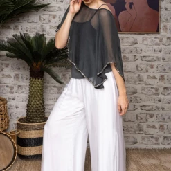 Imagine Fashion Linen & Silk Imagine - Granite Flavia Silk Top 10IM3679G