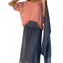 Jenny Jazz - Grayed Jade Silk Grace Fleur Skirt 5094