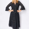 The Italian Closet - Black Bryony Broderie Anglaise Midi Dress