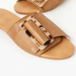 Grandco Boho Accessories SALE - Walnut - Venus Leather Slide - Tan