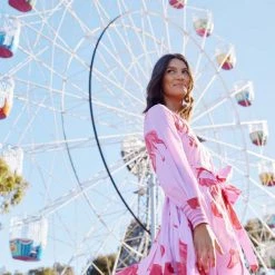 Binny - 'THE CAROUSEL' Cotton Poplin Button Placket Midi Dress With Contrast Tie Belt PRESALE