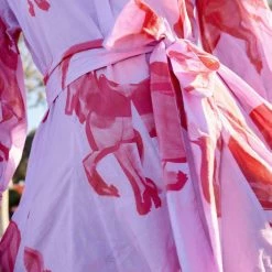 Binny - 'THE CAROUSEL' Cotton Poplin Button Placket Midi Dress With Contrast Tie Belt PRESALE