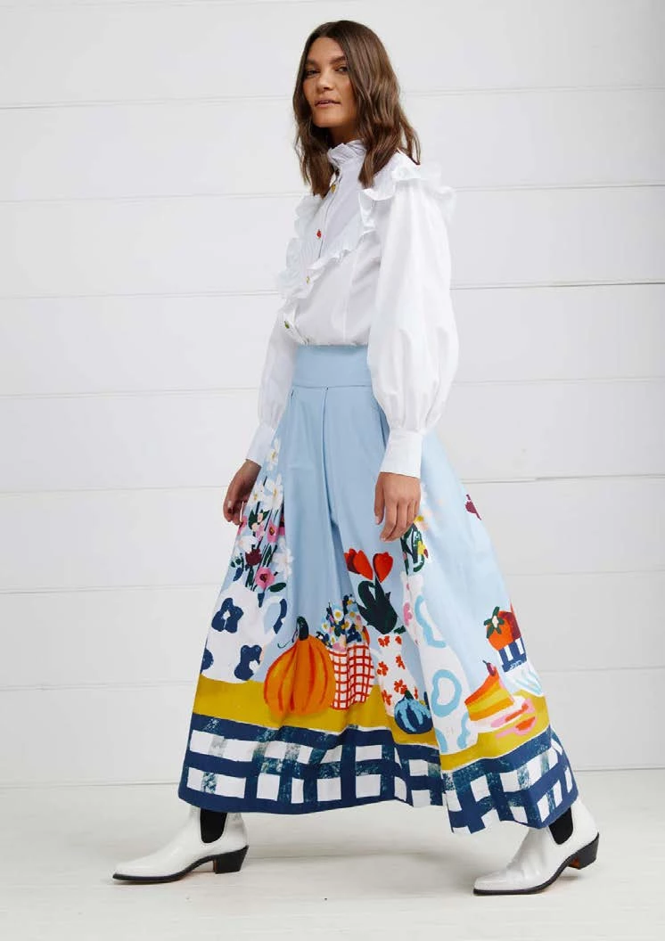 Binny - 'THE C.W.A.' Pintuck & Ruffle Trim Cotton Poplin Shirt With Fruit & Vegetable Buttons 6 Binny - 'THE C.W.A.' Pintuck & Ruffle Trim Cotton Poplin Shirt With Fruit & Vegetable Buttons