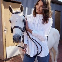 Binny - 'MRS MCCLURES MAYO' Embroidered & Crochet Trim Cotton Poplin Shirt