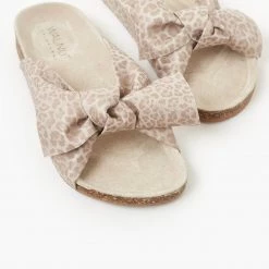 Grandco Boho Accessories SALE - Walnut - Somerset Bow Slide - Latte Leopard