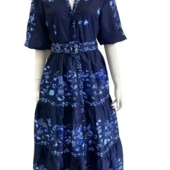 Jaase Lorraine - Blue Daisy Dress - Navy 33988